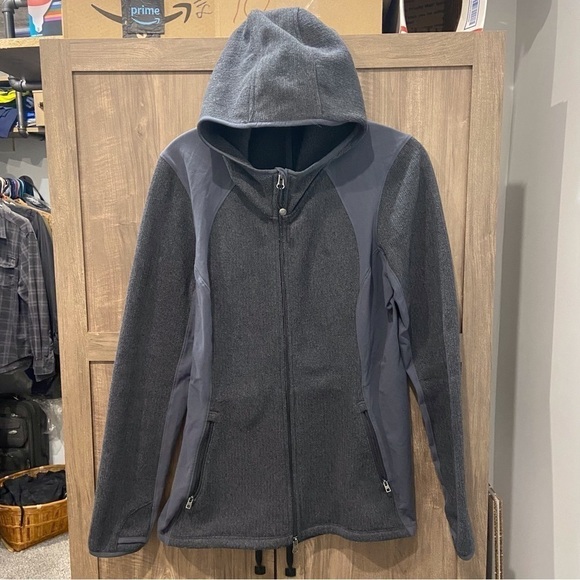 Athleta large Sweater Jacket Hooded Gray - Picture 1 of 12